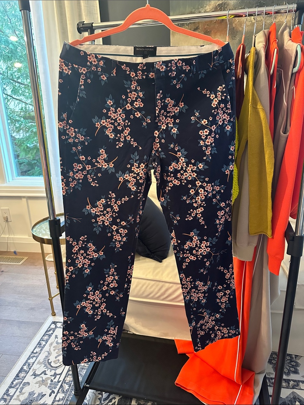 Banana Republic Navy Floral Cropped Trousers